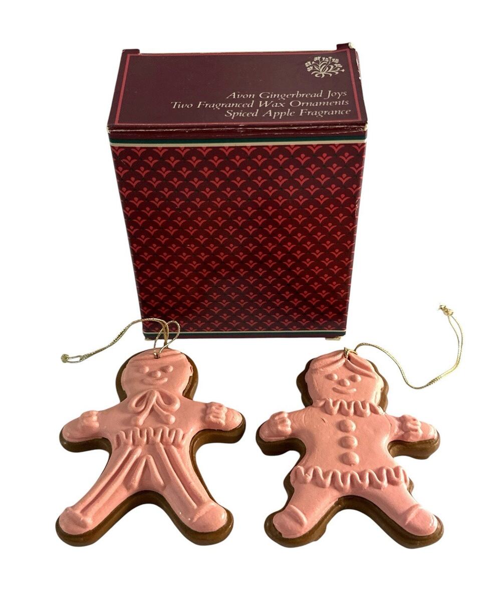 Vintage 1991 Avon Gingerbread Joys Scented Wax Christmas Ornaments Set of 2